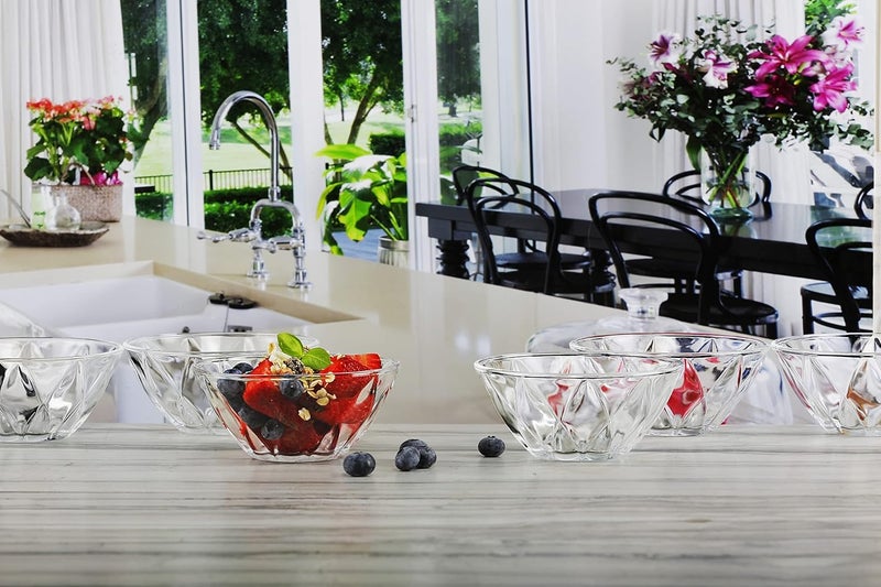 Circleware Living Spaces Set of Glass Bowls Set of 6 Glassware for Fruits Salad Punch Beverage Ice Cream Dessert Food and Best Dcor Gifts 8oz Clear - Image 5