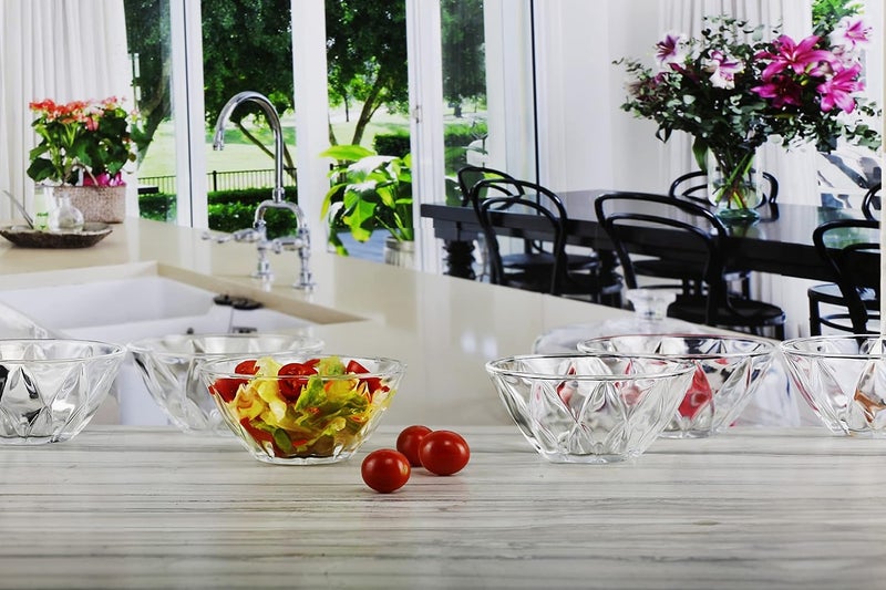 Circleware Living Spaces Set of Glass Bowls Set of 6 Glassware for Fruits Salad Punch Beverage Ice Cream Dessert Food and Best Dcor Gifts 8oz Clear - Image 1