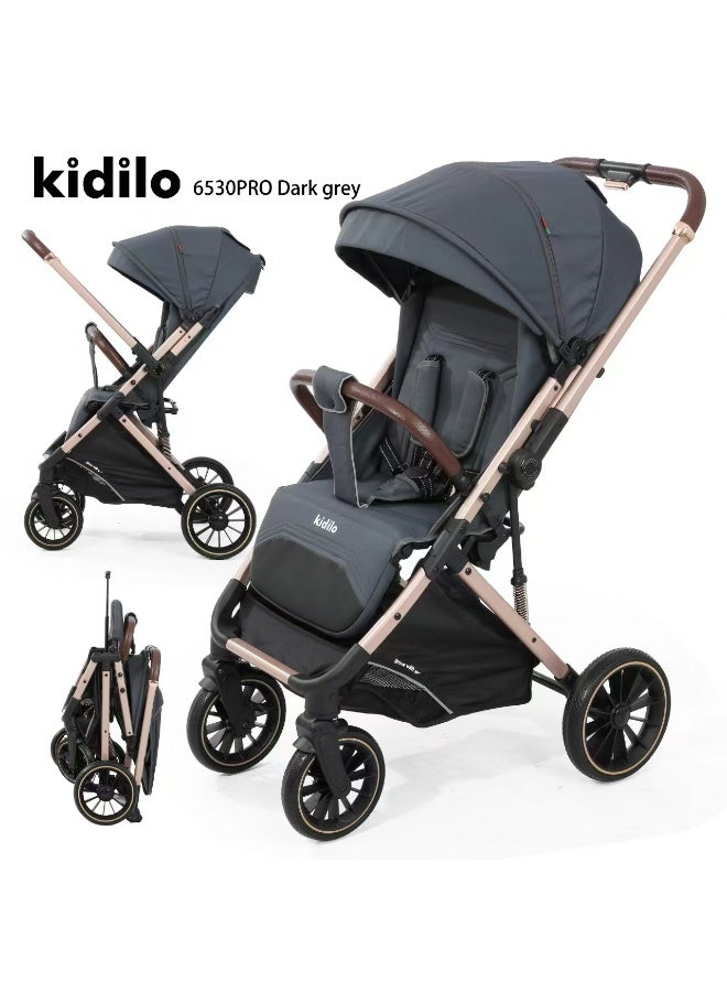 Kidilo Lightweight Stroller for Newborns - One-Hand Fold, with 360-Degree Swivel Wheels & Aluminum Frame