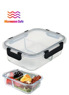 TYCOM Glass Meal Prep Containers 1 pcs Rectangle Glass Food Storage Containers with Lids Glass Lunch Box Portion Control Airtight Glass Bento Box Lunch Containers 1P Rectangle Black.  - Image 1