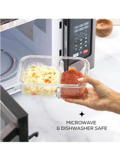 TYCOM Glass Meal Prep Containers 1 pcs Rectangle Glass Food Storage Containers with Lids Glass Lunch Box Portion Control Airtight Glass Bento Box Lunch Containers 1P Rectangle Black.  - Image 4