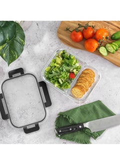 TYCOM Glass Meal Prep Containers 1 pcs Rectangle Glass Food Storage Containers with Lids Glass Lunch Box Portion Control Airtight Glass Bento Box Lunch Containers 1P Rectangle Black.  - Image 5