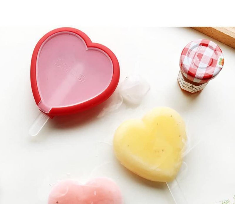 Niralasa Niralasa Silicone Ice Cube Maker Ice Bar Mold Silicone Lovely Heart Shape Ice Pop Mold for DIY with Lid Multicolor4PCS - Image 4