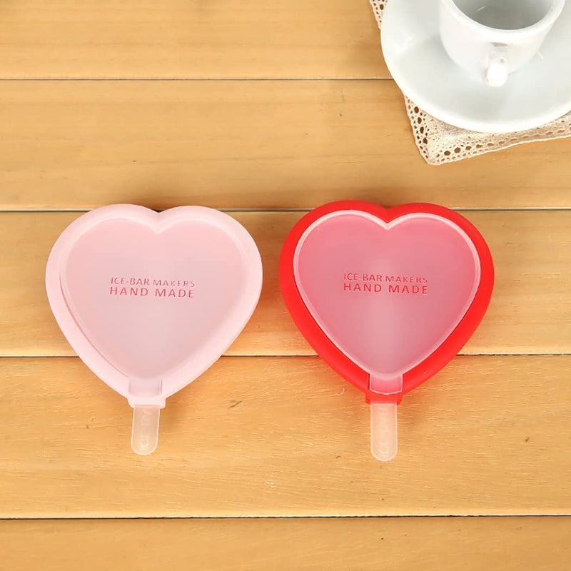 Niralasa Niralasa Silicone Ice Cube Maker Ice Bar Mold Silicone Lovely Heart Shape Ice Pop Mold for DIY with Lid Multicolor4PCS - Image 5