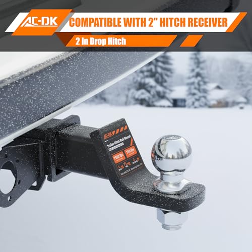 AC-DK Trailer Hitch Mount with 2-5/16-Inch Ball & Pin, Fits 2-Inch Receiver,2 inch Drop Hitch,7,500 lbs Capacity Ball Hitch, 750lbs TW - Image 5