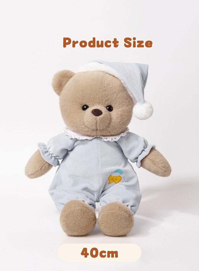 لعبة حيوانية قطيفة ناعمة 40 سم، دب قطيفة مرن، دب قطيفة رقيق مطرز بقبعة، رفيق جيد للأطفال للنوم، هدية مثالية للأطفال والكبار - Image 1
