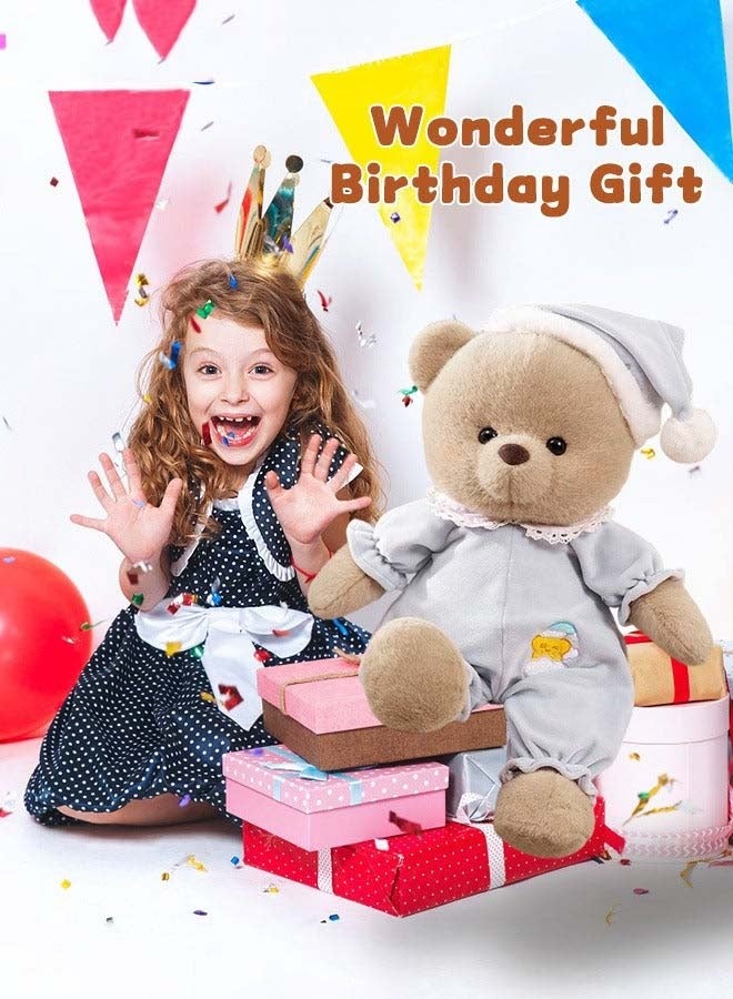 لعبة حيوانية قطيفة ناعمة 40 سم، دب قطيفة مرن، دب قطيفة رقيق مطرز بقبعة، رفيق جيد للأطفال للنوم، هدية مثالية للأطفال والكبار - Image 3