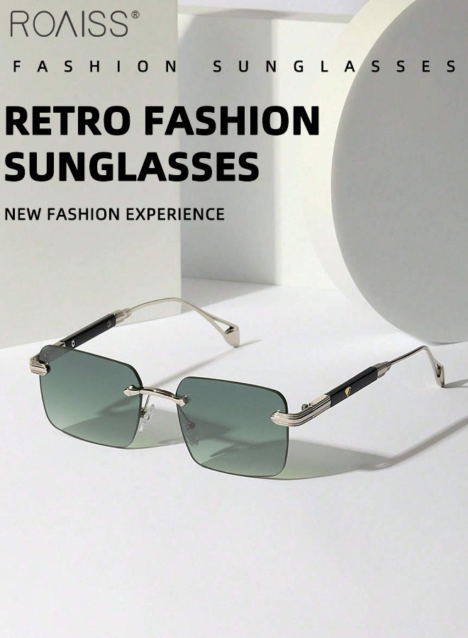 رويس نظارات شمسية بدون إطار مربع للرجال والنساء، نظارات شمسية خارجية UV400 مع معابد فريدة من نوعها، نظارات شمسية عصرية مضادة للتوهج للرجال أثناء القيادة وصيد الأسماك والسفر - Image 5