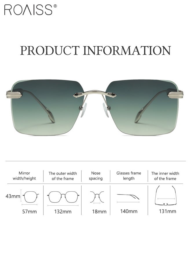 رويس نظارات شمسية بدون إطار مربع للرجال والنساء، نظارات شمسية خارجية UV400 مع معابد فريدة من نوعها، نظارات شمسية عصرية مضادة للتوهج للرجال أثناء القيادة وصيد الأسماك والسفر - Image 3