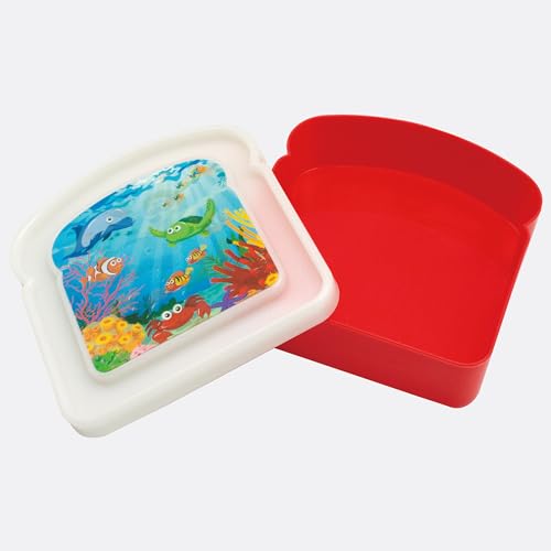 Jacent Reusable Kids Lunch Sandwich Box Container, 3D Sea Life: 1 Pack *Colors Vary, Pack Sandwiches For Childs Lunch, Sandwich Saver For On The Go - Image 2
