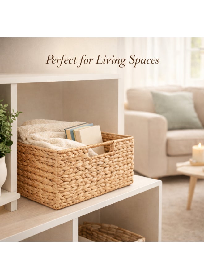 Homesmiths Natural Water Hyacinth Storage Basket with Handle – Large, L 44 x B 30 x H 20 cm, Eco-Friendly Woven Seagrass Basket for Home Organization, Bedroom, Living Room, Bathroom & Toy Storage - Image 5