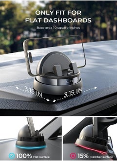 Lisen Universal Car Dashboard Phone Holder | 360° Rotatable Mount for Smartphones & GPS Compatible with iPhone 15 Pro Max/14/13/12, Samsung Galaxy S24/S23/S22 Secure & Stable Car Phone Mount for All Vehicles  - Image 3