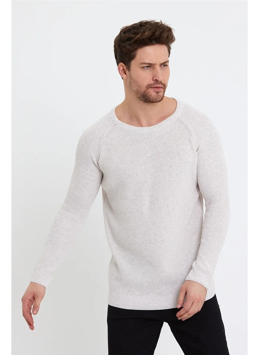 Cool Tarz Cool Style Men's Cream Wide Neck Knitwear SWEATER-TRZ3459R03S