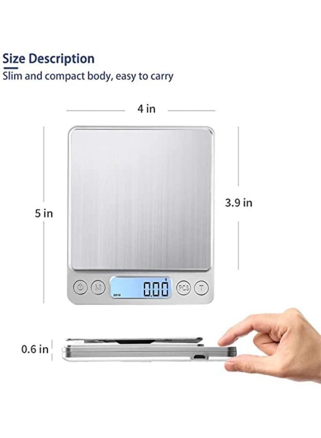 Gram Scale Small Digital Food Scale, 0.01Gram/0.001Ounce Accurate Weight Kitchen Scale for Jewelry Baking Soap 9 Units Tare Function LCD Display - Image 2