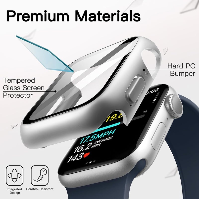 Waterproof Case for Apple Watch Series 9/8/7 45mm, Silver | with Screen Protector, Built-in Tempered Glass Film, Hard PC Protection, High Touch Sensitivity - Image 4