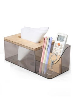FALMER Multipurpose Tissue Box Holder with Remote Control Holder or Cosmetic Holder with Bamboo Lid  - Image 2