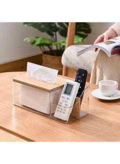 FALMER Multipurpose Tissue Box Holder with Remote Control Holder or Cosmetic Holder with Bamboo Lid  - Image 5