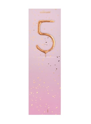 Rose Gold Sparkler Candle - Number 5 - view 3