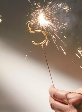 Rose Gold Sparkler Candle - Number 5 - view 2
