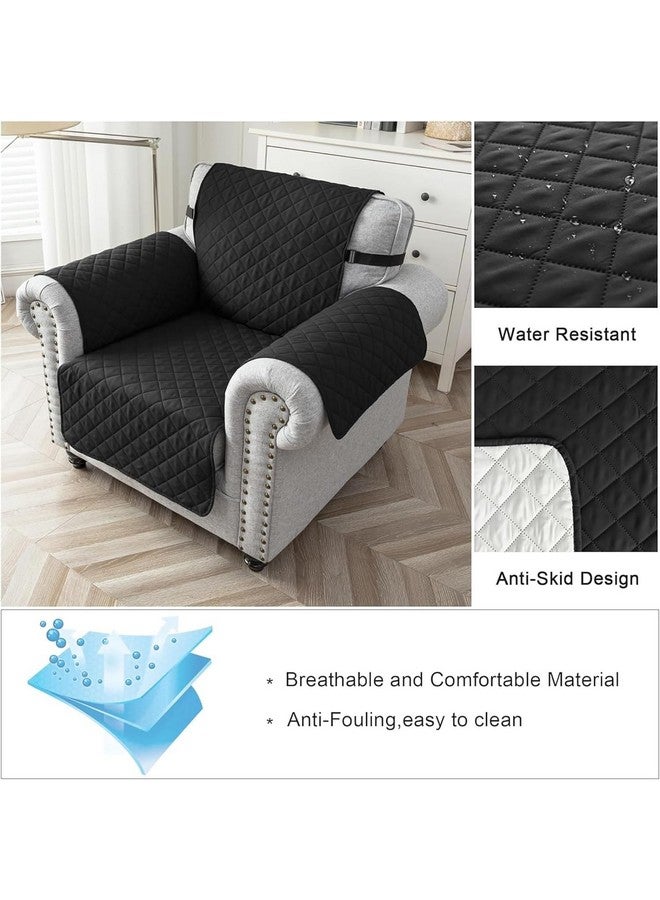 House of Quirk Reversible Sofa Cover, 1 Seater Couch Covers with Adjustable Elastic Straps, 280 GSM Sofa Slipcovers for Pets (Black/Beige, 53.3 x 190.5cm) - Image 3