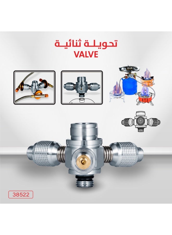 3-Port Stainless Steel Butterfly Valve Gas Cylinder Valve Davor Adapter CM-38522