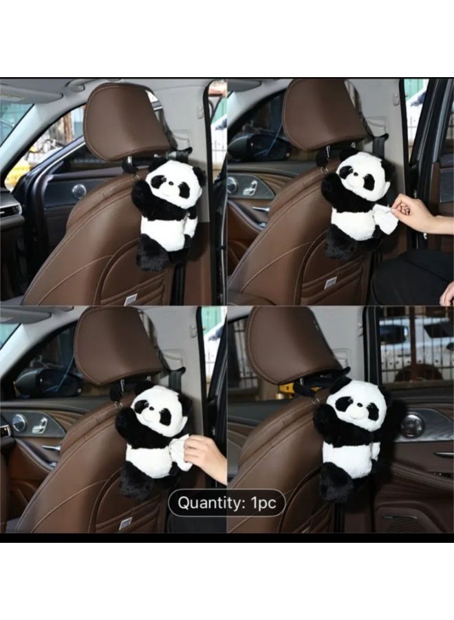1pc Cute Panda Car Back Storage with Hanging Tissue Holder - Soft Plush Multi-Functional Storage, Easy Access Tissue Dispenser, Suitable for Cars, Suvs, - Car Interior with Expressive Eyes And Arms (No Installation Required - Image 2