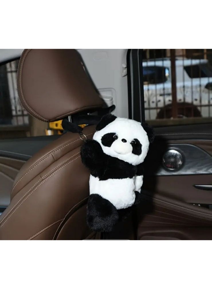 1pc Cute Panda Car Back Storage with Hanging Tissue Holder - Soft Plush Multi-Functional Storage, Easy Access Tissue Dispenser, Suitable for Cars, Suvs, - Car Interior with Expressive Eyes And Arms (No Installation Required - Image 3