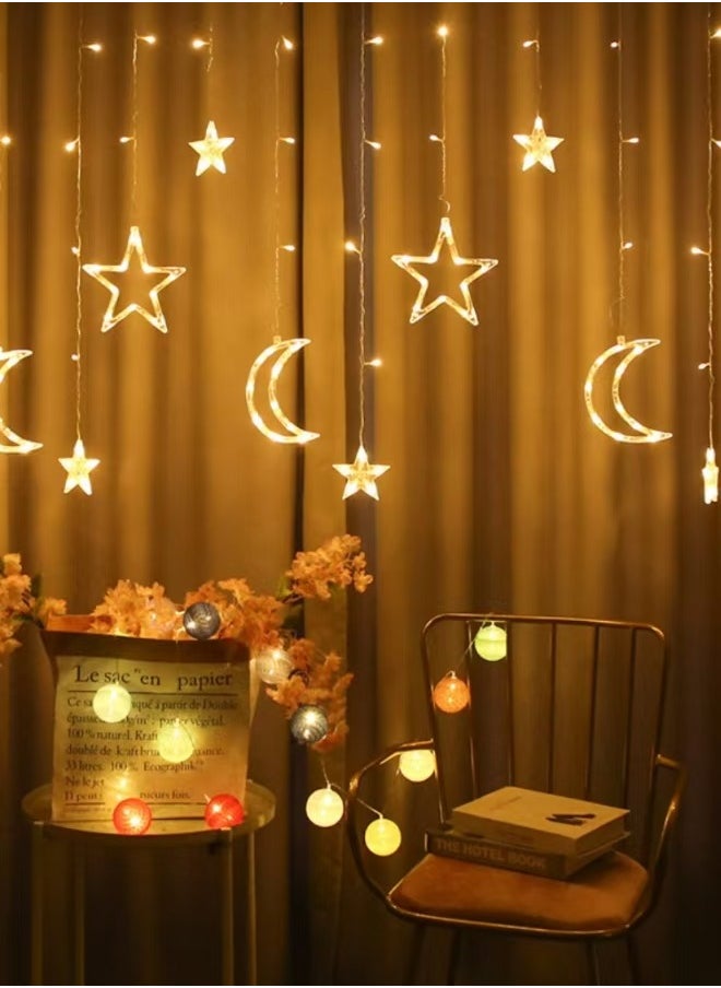 Generic Star And Moon Shaped Decorative Light Set Warm White 2.5m USB  - Image 2