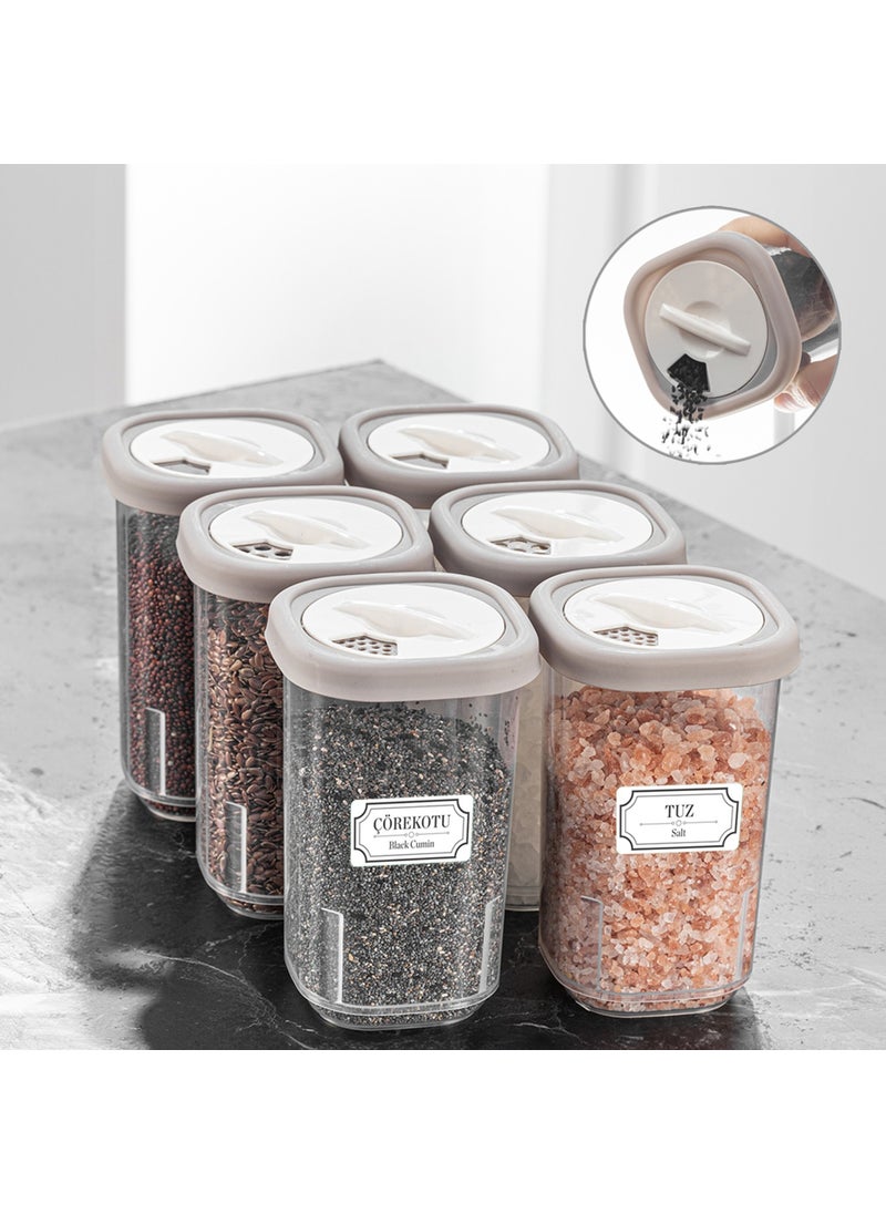 6-Piece Spice Jar Set with Label and Lockable Airtight Cover - Spice Storage Container Beige - pzsku/Z9381064D4BAEE86ABB82Z/45/_/1726654633/147b3585-672f-43dd-8916-c605f19b0593