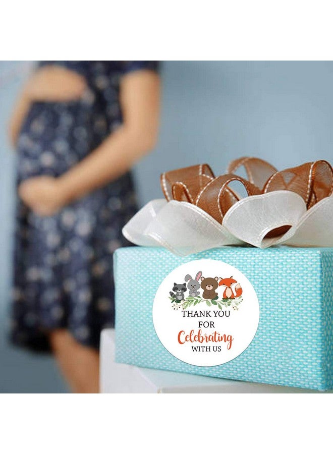 None/Brand ملصقات شكر بحجم 2 إنش للاحتفال معنا، ملصقات شكر لحفلة استقبال المولود، ملصقات شكر لحيوانات الغابة لحفلة استقبال المولود، هدية لحفلة عيد الميلاد، عبوة من 50 ملصق - Image 2