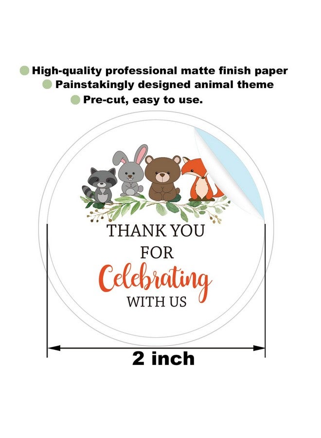 None/Brand ملصقات شكر بحجم 2 إنش للاحتفال معنا، ملصقات شكر لحفلة استقبال المولود، ملصقات شكر لحيوانات الغابة لحفلة استقبال المولود، هدية لحفلة عيد الميلاد، عبوة من 50 ملصق - Image 3