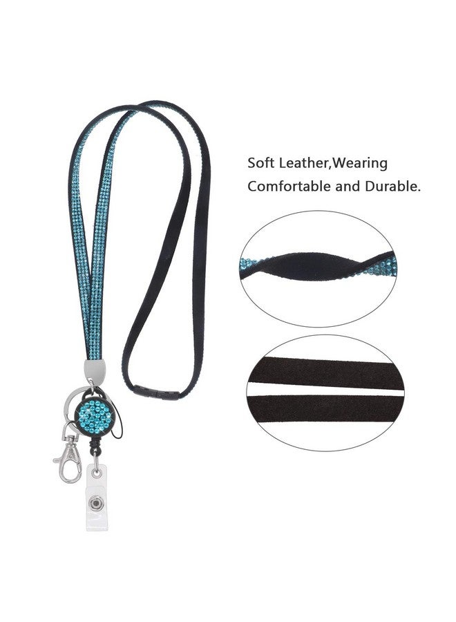Soleebee 5 in 1 Badge Holder Office Lanyards, 1000pcs+ Bling 14 Facets SS6 Finest Crystal Diamond, 31.5'' ID Lanyard Neck Strap Breakaway Safety Clasp Lanyard with Retractable Badge Reel - 12 Pack - Image 4