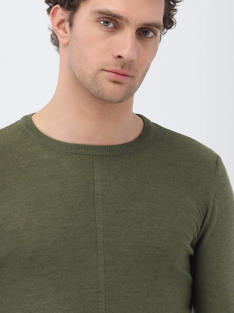 Kip Light Khaki Crew Neck Wool Blend Knitwear