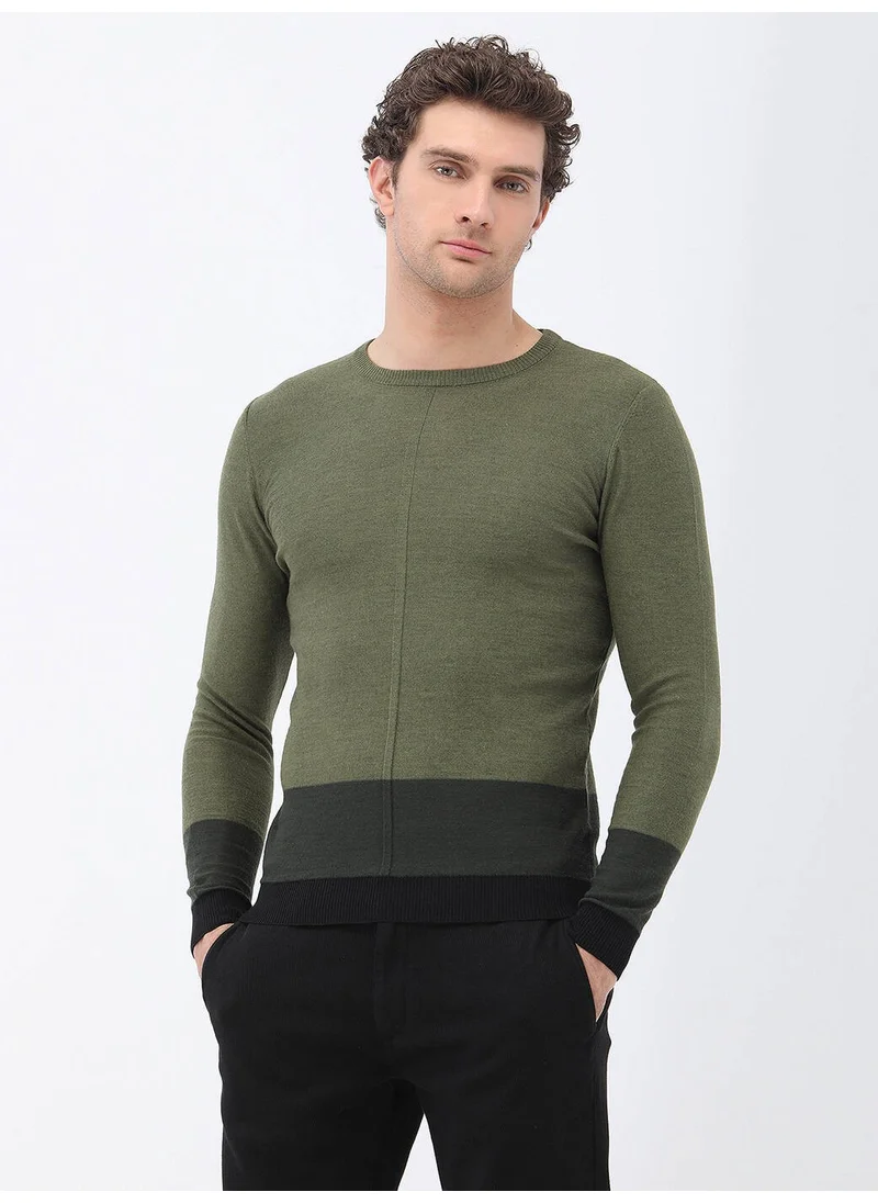 Kip Light Khaki Crew Neck Wool Blend Knitwear