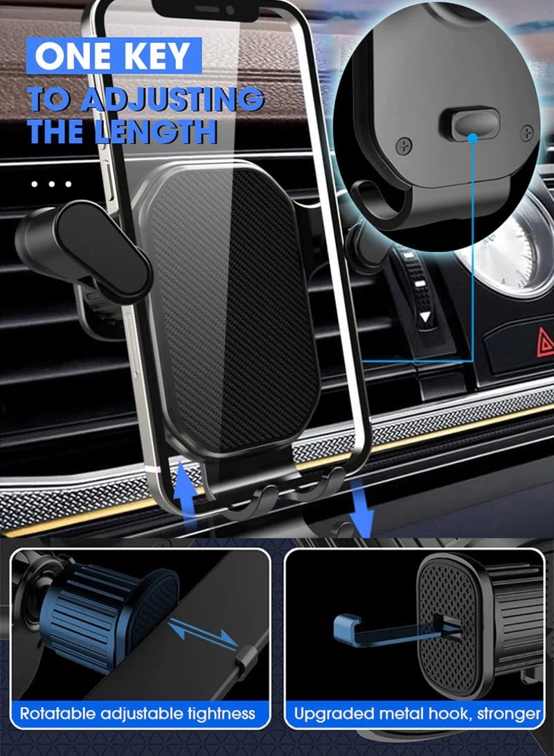 حامل هاتف للسيارة للفتحات العرضية/الرأسية، [مشبك معدني متطور لا يسقط أبدًا] حامل هاتف محمول بدون استخدام اليدين للسيارة، متوافق مع جميع الهواتف - Image 3