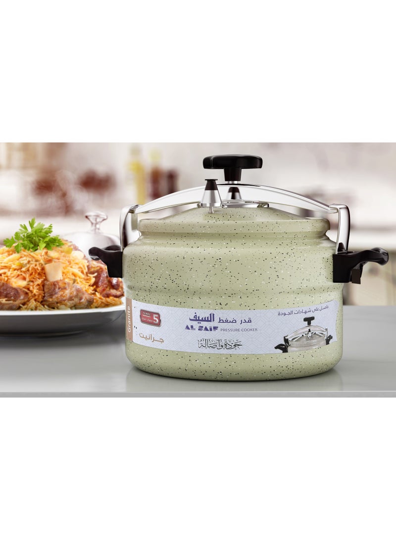 5Liters Al Saif Aluminium Granite Pressure Cooker Pearl White 5Liters beige