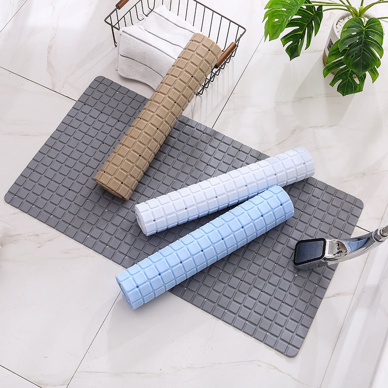 Combination Bathroom Non-Slip Mat Anti-Slip Mat Floor Mat Bath Foot Mat Shower Bathroom Mat Toilet Shower Massage Anti-Fall Mat(White-Plaid, 40*70cm) - Image 2