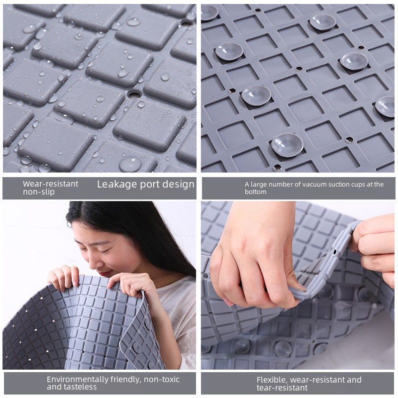 Combination Bathroom Non-Slip Mat Anti-Slip Mat Floor Mat Bath Foot Mat Shower Bathroom Mat Toilet Shower Massage Anti-Fall Mat(White-Plaid, 40*70cm) - Image 3