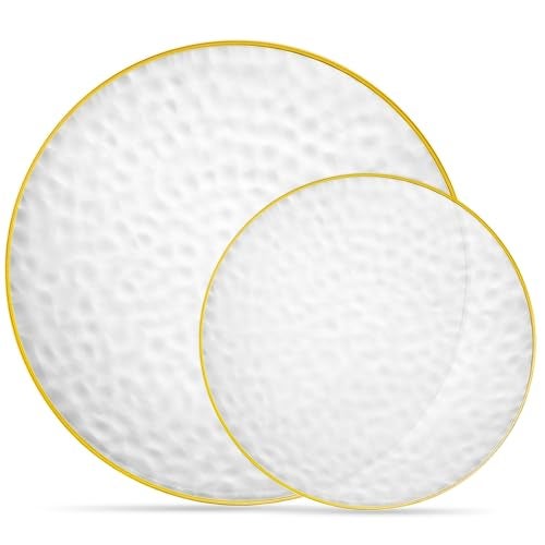 PLASTICPRO 32 Piece Combo Plate Set includes 167 inch Plates  1610 inch Plates Clear Hammered Plastic Party Dish heavyweight Elegant Disposable Tableware Dishes