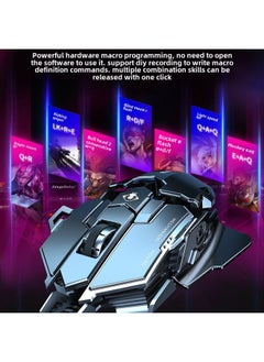 Forerunner MK500 Electric Competition Mouse Wired Mechanical Macro Desktop Computer Metal Weight Mute Special-Color:Battleship Gray - Audio Version [12800dpi - Full Key Macro Programming - The Rear Wing Is Adjustable.]