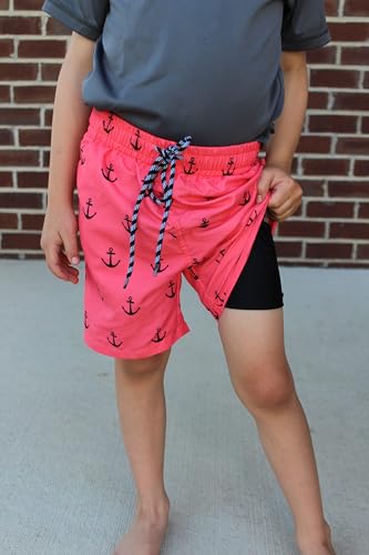 Cozople Boy's Anchor Graphic Swimming Trunks Compression Boxer Brief Liner Swim Shorts Anti Chafe Swimsuit Bathing Suit for Big Boys No Mesh Lining Beach Board Shorts with Pockets - Image 3