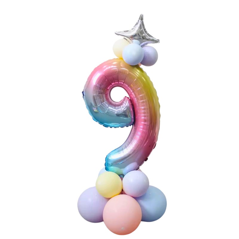 الكر بالونات رقم عيد ميلاد ALCR مع تاج الهيليوم وبالونات اللاتكس للأطفال ، حفلة عيد ميلاد ، جلسات تصوير الذكرى السنوية أو أي احتفالمناسبة 40 بوصة 1 متر قوس قزح متدرج 9 - Image 1