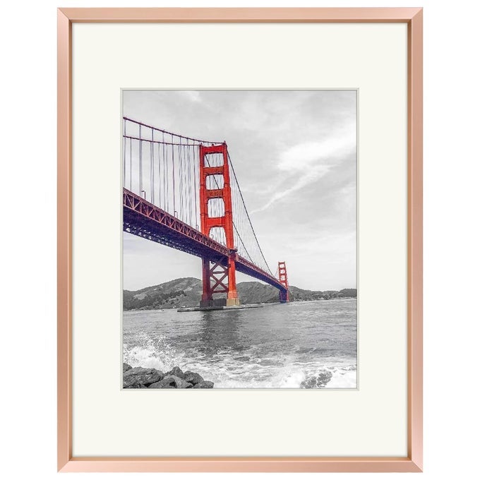11x14 Metal Picture Frame with Mat for 8x10 Picture Real Glass Aluminum Photo Frame Collection Rose Gold 1 Pack