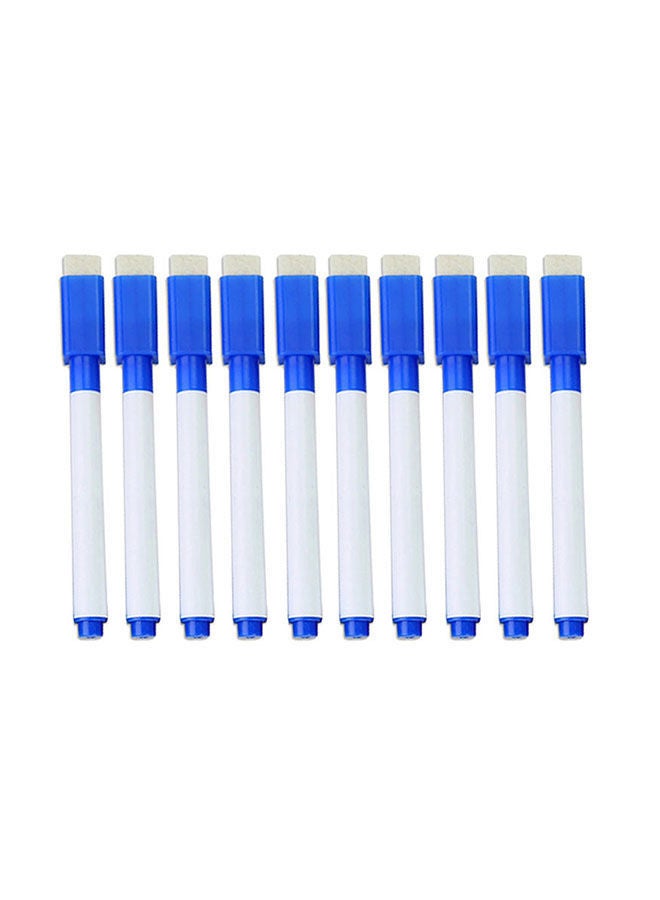 NIBEMINENT 10-Piece Magnetic Whiteboard Erasable Markers For Kids White/Blue - Image 1