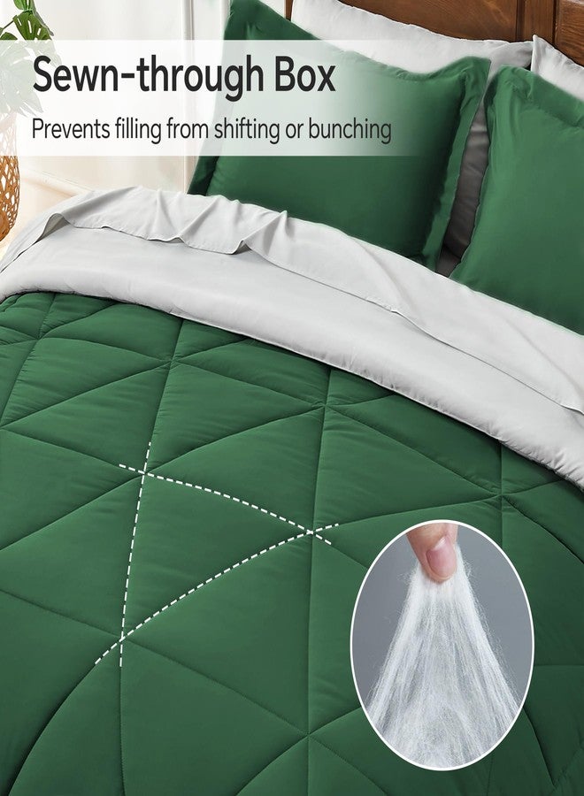 BEDELITE Queen Comforter Set 7 Pieces Bed in A Bag - Soft Microfiber Reversible Dark Green Bed Set with Comforters, Sheets, Pillowcases & Shams, Cozy Luxury Bedding Sets for All Season - Image 4
