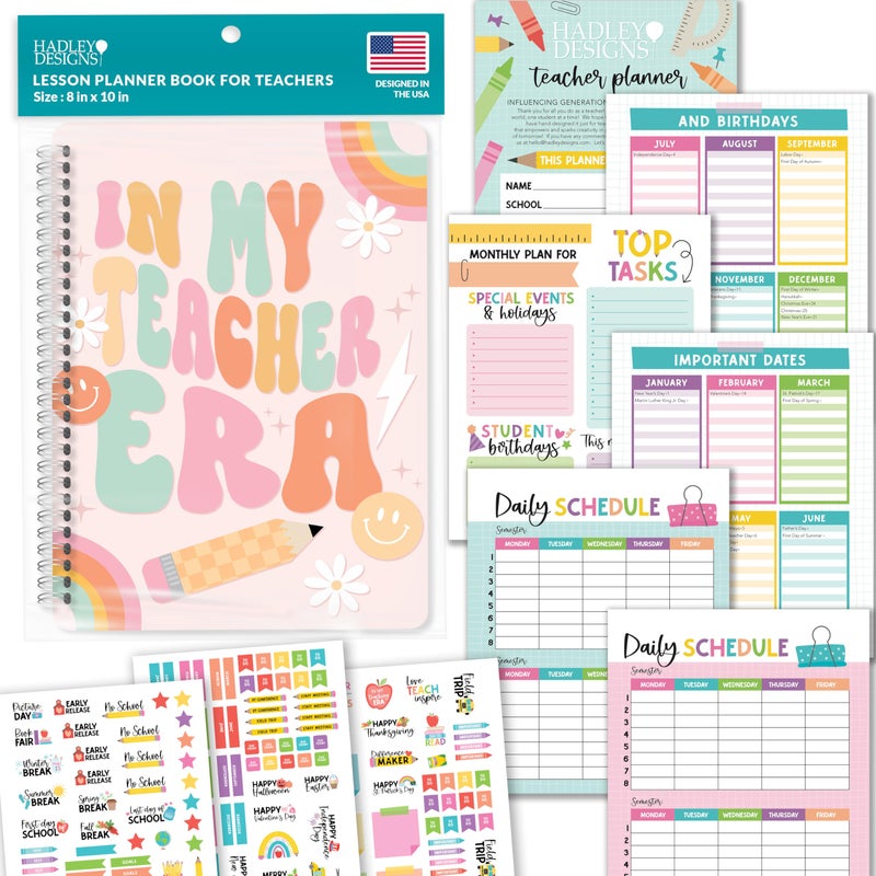 Hadley Designs Teacher Planner 2026-2027 â€“ Undated Teacher Planners, Homeschool Lesson Planner Book For Teachers Must Haves, Lesson Plan Book For Teachers Classroom Supplies & Appreciation Gifts - Image 1
