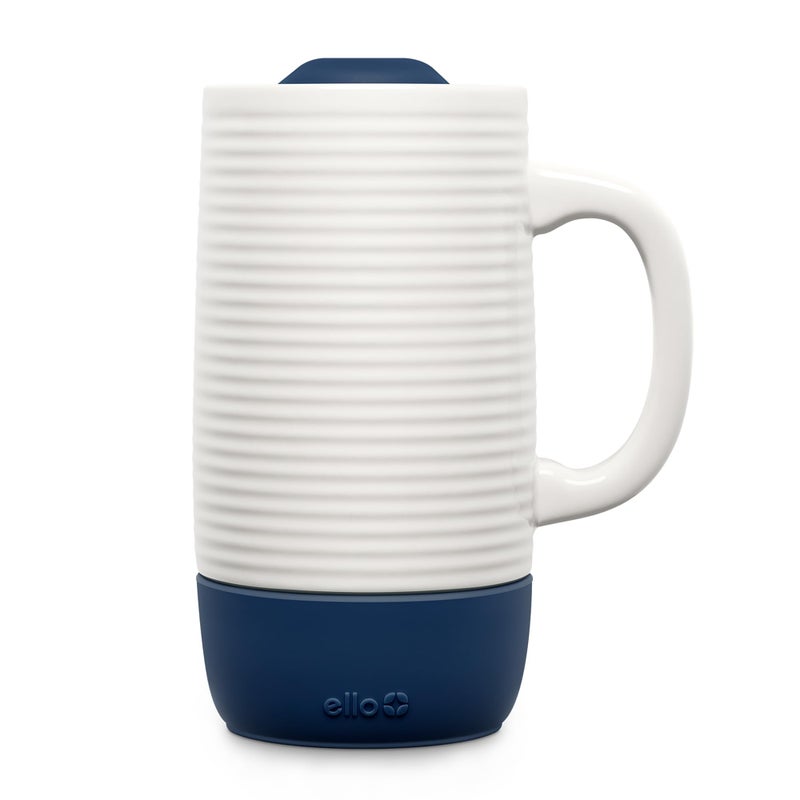 Ello Jane 18oz Ceramic Travel Mug with Handle  Splash-Resistant Slider Lid and Built-in Coaster  Perfect for Coffee and Tea  BPA Free  Dishwasher Safe  Holiday Gift Her Him  Midnight - Image 1