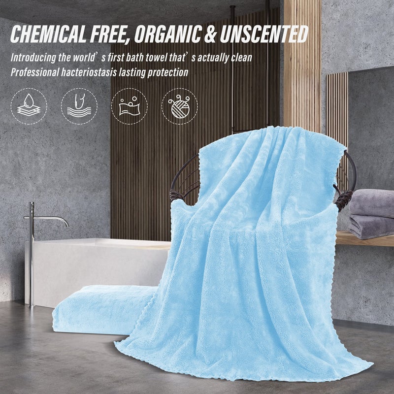 MOONQUEEN 2 Pack Premium Bath Towel Set - Quick Drying - Microfiber Coral Velvet Highly Absorbent Towels - Multipurpose Use as Bath Fitness, Bathroom, Shower, Sports, Yoga Towel (Aquamarine) - Image 5