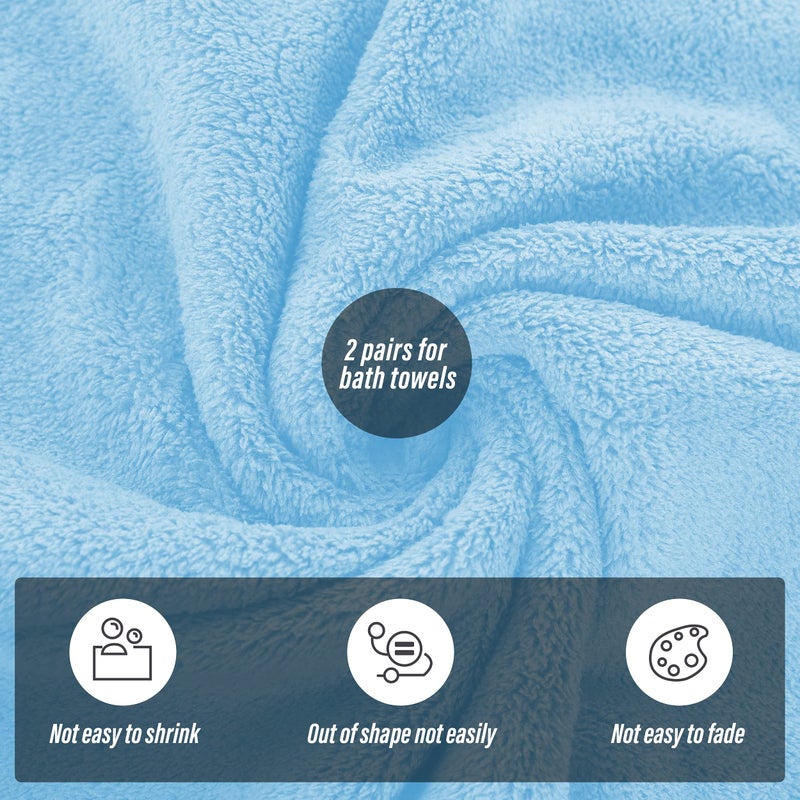 MOONQUEEN 2 Pack Premium Bath Towel Set - Quick Drying - Microfiber Coral Velvet Highly Absorbent Towels - Multipurpose Use as Bath Fitness, Bathroom, Shower, Sports, Yoga Towel (Aquamarine) - Image 4