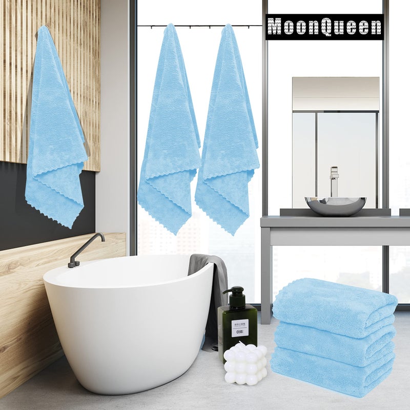 MOONQUEEN 2 Pack Premium Bath Towel Set - Quick Drying - Microfiber Coral Velvet Highly Absorbent Towels - Multipurpose Use as Bath Fitness, Bathroom, Shower, Sports, Yoga Towel (Aquamarine) - Image 2